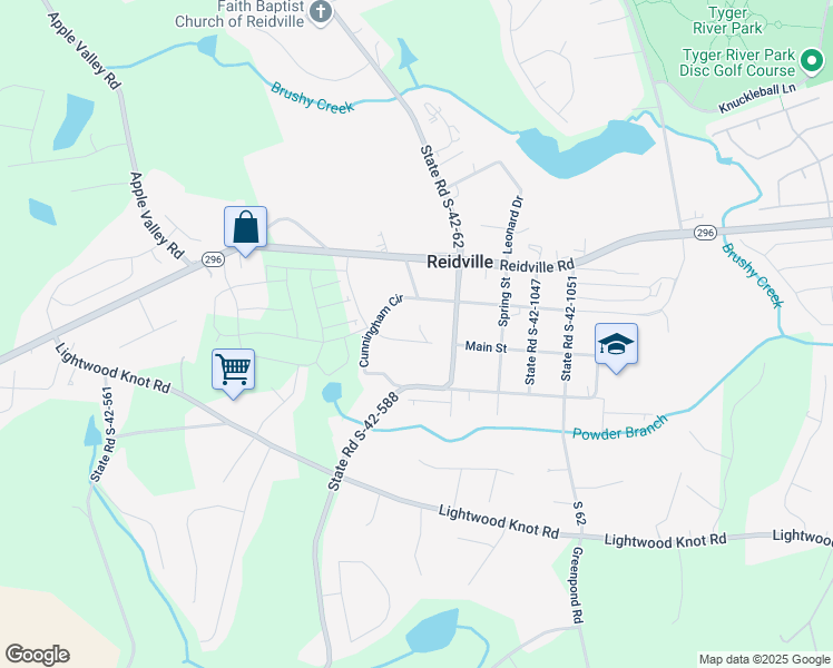 map of restaurants, bars, coffee shops, grocery stores, and more near 300 College Street in Spartanburg