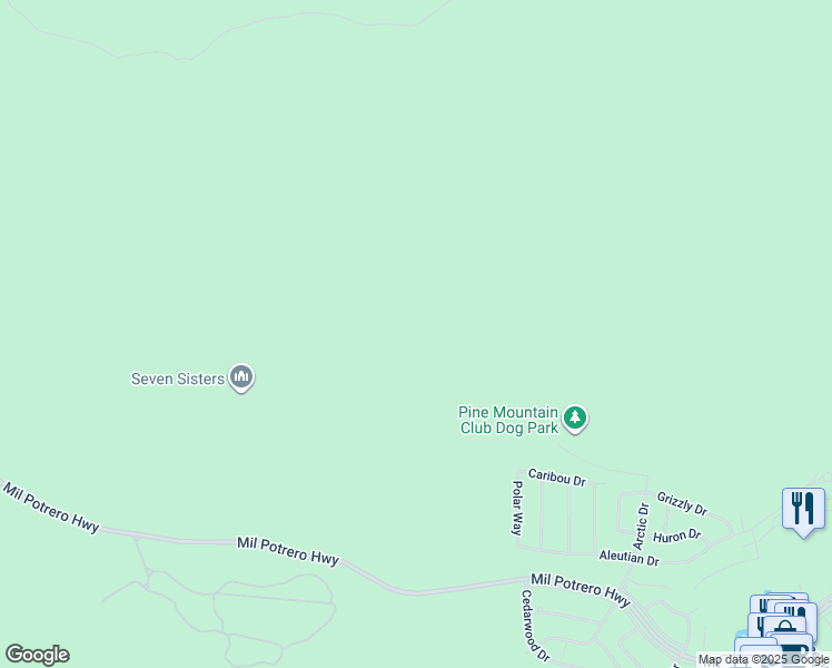 map of restaurants, bars, coffee shops, grocery stores, and more near in Pine Mountain Club