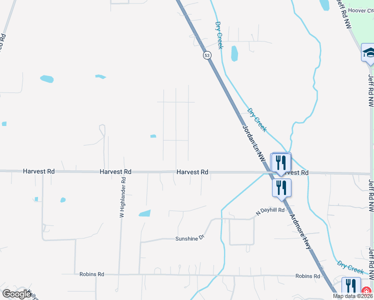 map of restaurants, bars, coffee shops, grocery stores, and more near 488 Harvest Road in Harvest