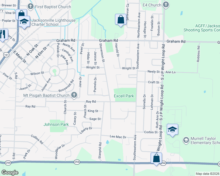 map of restaurants, bars, coffee shops, grocery stores, and more near 617 Stevenson Street in Jacksonville