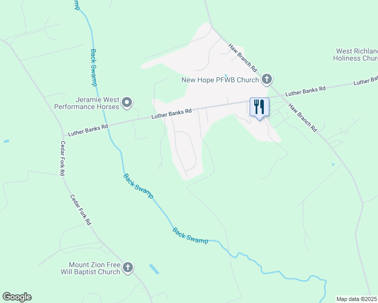 map of restaurants, bars, coffee shops, grocery stores, and more near 219 Wingspread Lane in Beulaville