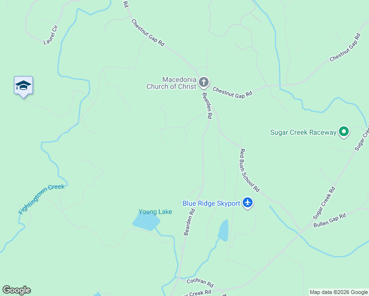 map of restaurants, bars, coffee shops, grocery stores, and more near 109 Chestnut Hills Lane in Blue Ridge