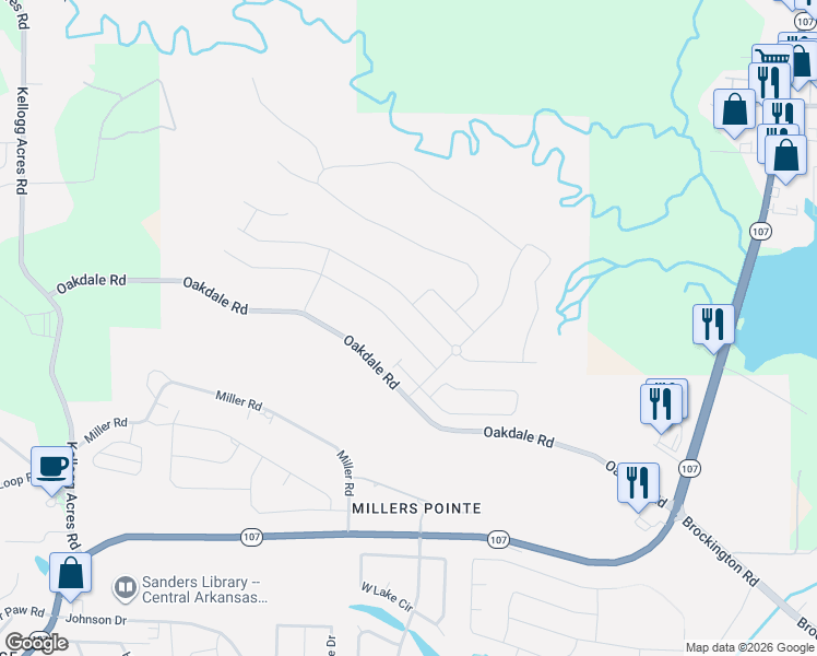 map of restaurants, bars, coffee shops, grocery stores, and more near 9608 Meadow Creek Drive in Sherwood