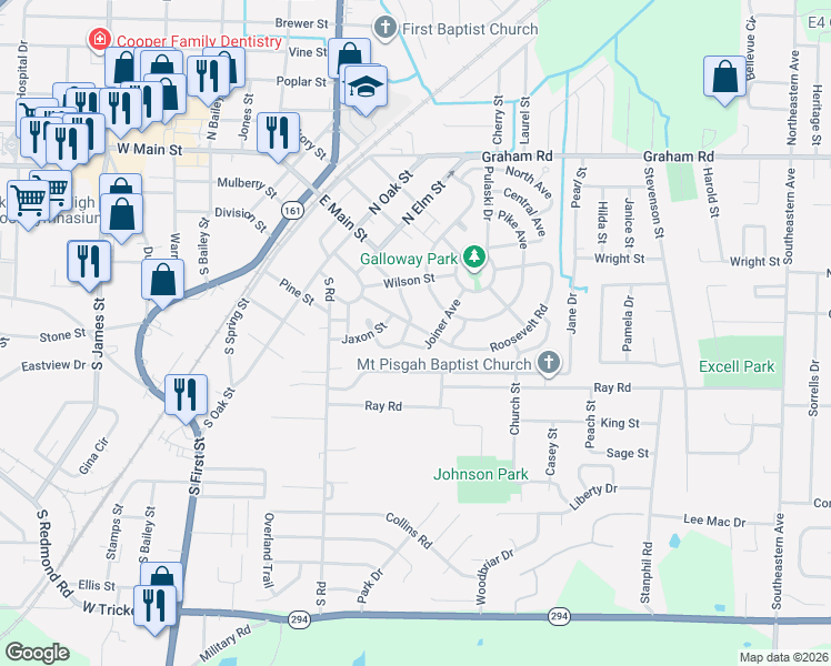 map of restaurants, bars, coffee shops, grocery stores, and more near 114 Joiner Avenue in Jacksonville