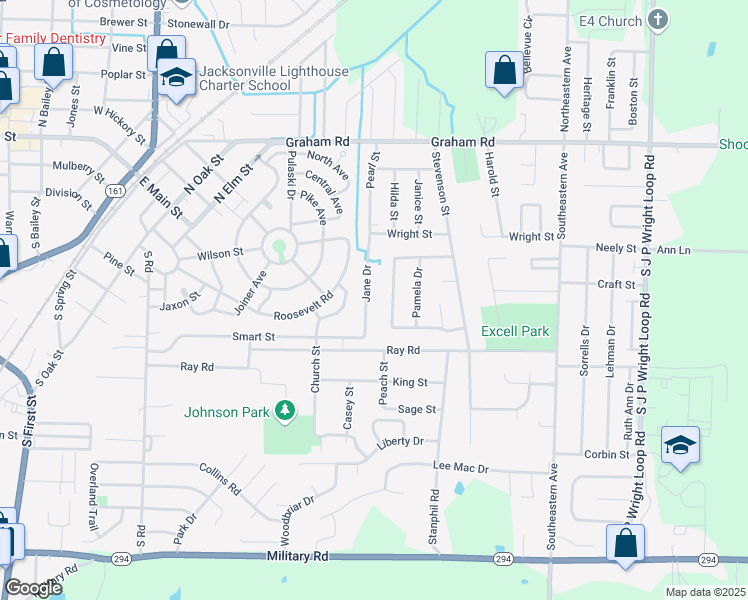 map of restaurants, bars, coffee shops, grocery stores, and more near 1010 Towering Oaks Drive in Jacksonville