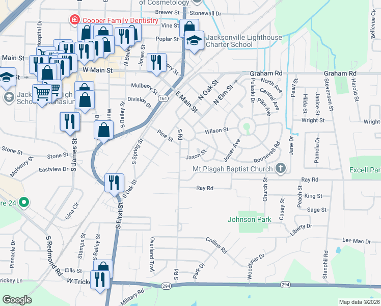 map of restaurants, bars, coffee shops, grocery stores, and more near 107 Lee Avenue in Jacksonville