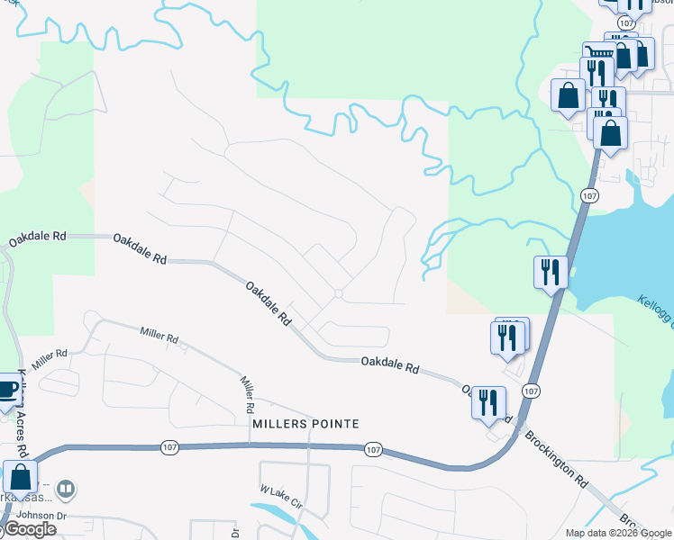 map of restaurants, bars, coffee shops, grocery stores, and more near 9524 Oak Forest Lane in Sherwood