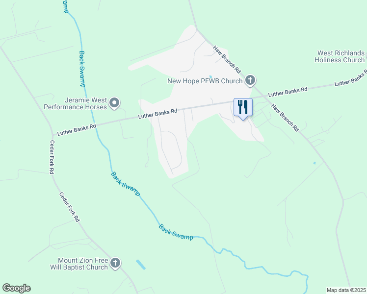 map of restaurants, bars, coffee shops, grocery stores, and more near 219 Wingspread Lane in Beulaville