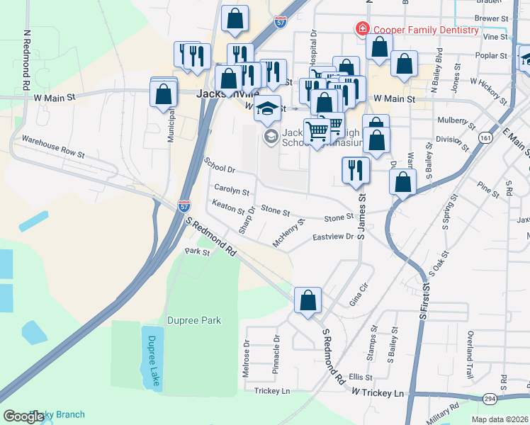 map of restaurants, bars, coffee shops, grocery stores, and more near 805 Sharp Drive in Jacksonville