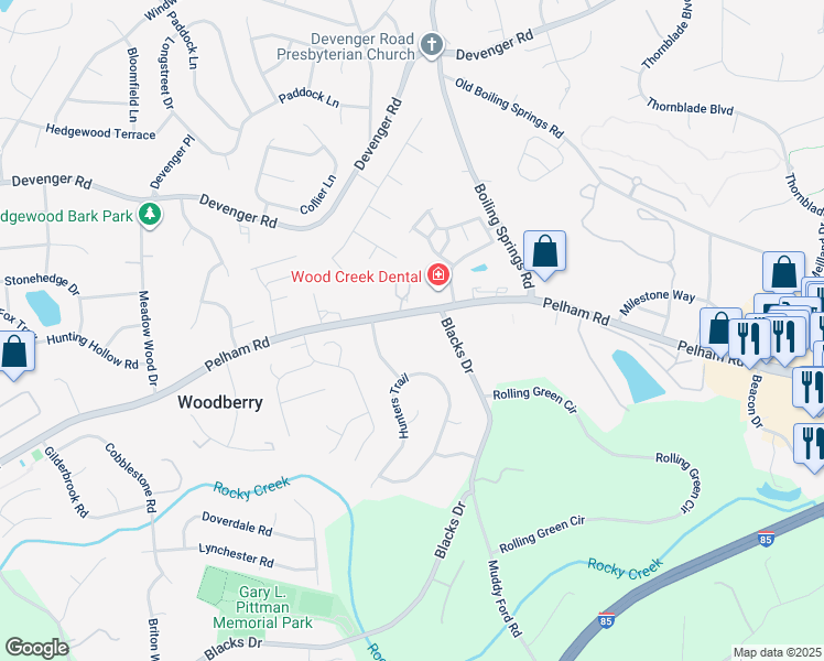 map of restaurants, bars, coffee shops, grocery stores, and more near 2006 Pelham Road in Greenville