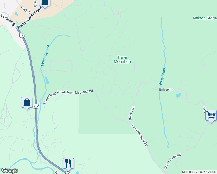 map of restaurants, bars, coffee shops, grocery stores, and more near 171 Mountain Top Road in Blairsville