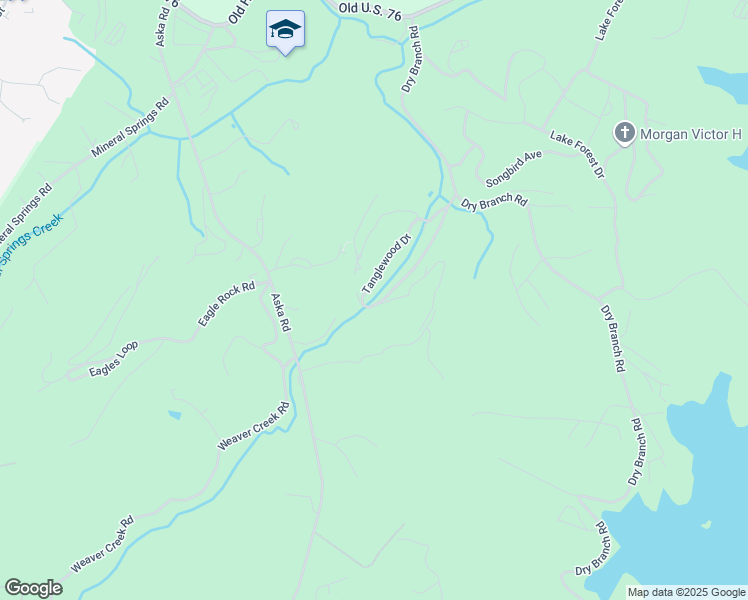 map of restaurants, bars, coffee shops, grocery stores, and more near 407 Tanglewood Drive in Blue Ridge