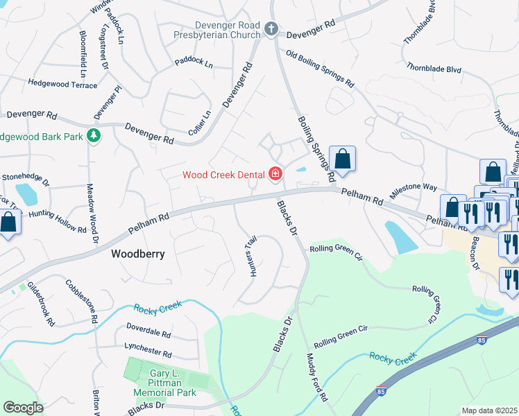 map of restaurants, bars, coffee shops, grocery stores, and more near 2006 Pelham Road in Greenville