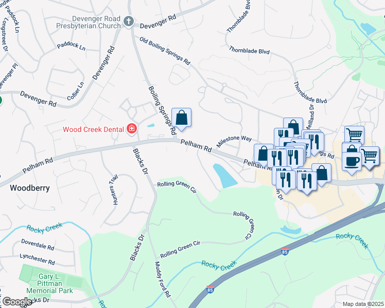 map of restaurants, bars, coffee shops, grocery stores, and more near 9 Maple Tree Ct in Greenville