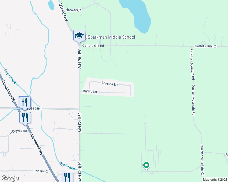 map of restaurants, bars, coffee shops, grocery stores, and more near 145 Carillo Lane in Toney