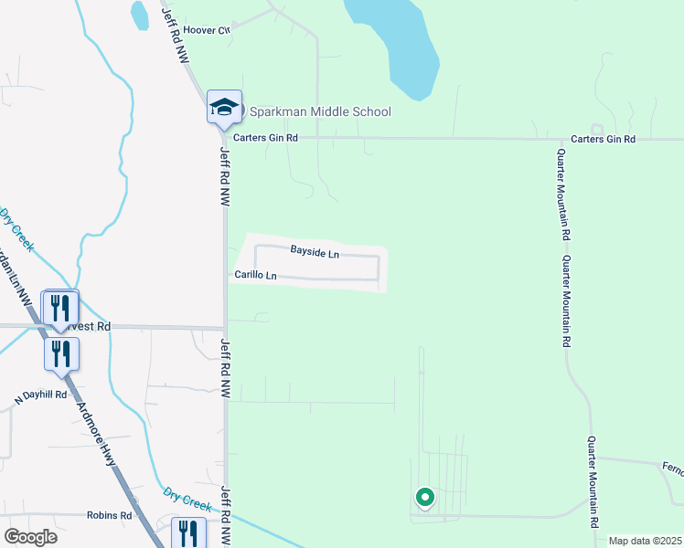 map of restaurants, bars, coffee shops, grocery stores, and more near 151 Carillo Lane in Toney