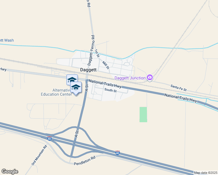 map of restaurants, bars, coffee shops, grocery stores, and more near 35587 National Trails Highway in Daggett