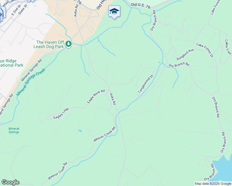 map of restaurants, bars, coffee shops, grocery stores, and more near 817 Aska Road in Blue Ridge