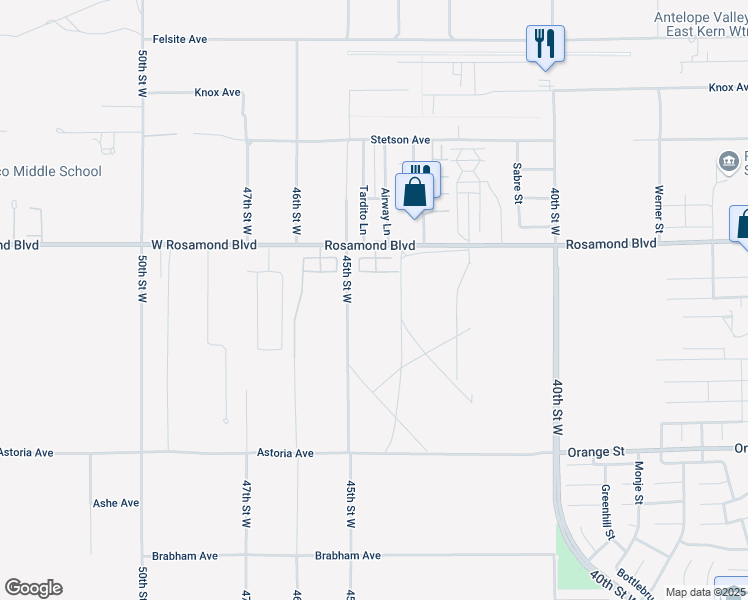 map of restaurants, bars, coffee shops, grocery stores, and more near in Rosamond