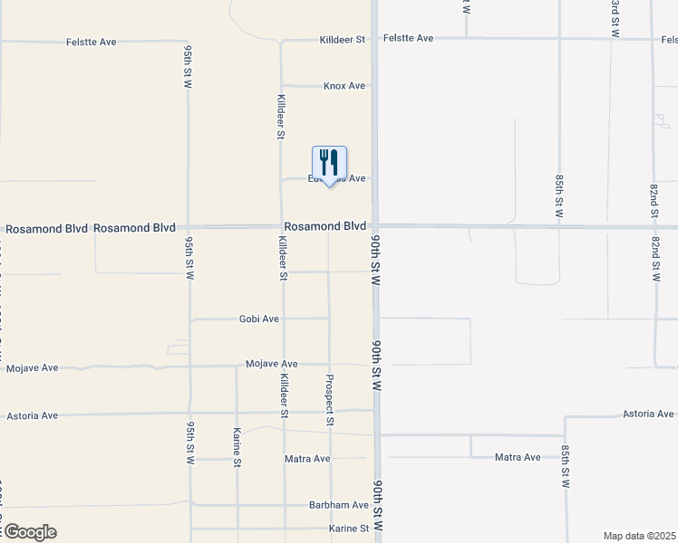 map of restaurants, bars, coffee shops, grocery stores, and more near Sahara Avenue in Rosamond