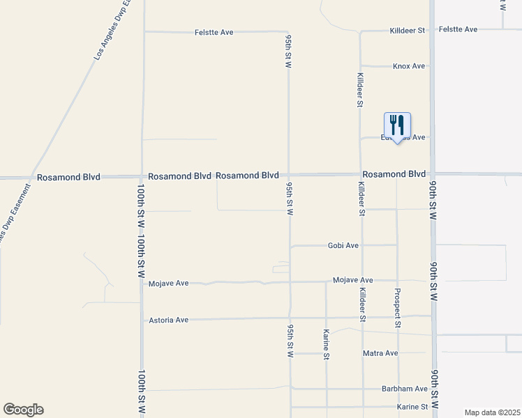 map of restaurants, bars, coffee shops, grocery stores, and more near Sahara Avenue in Rosamond