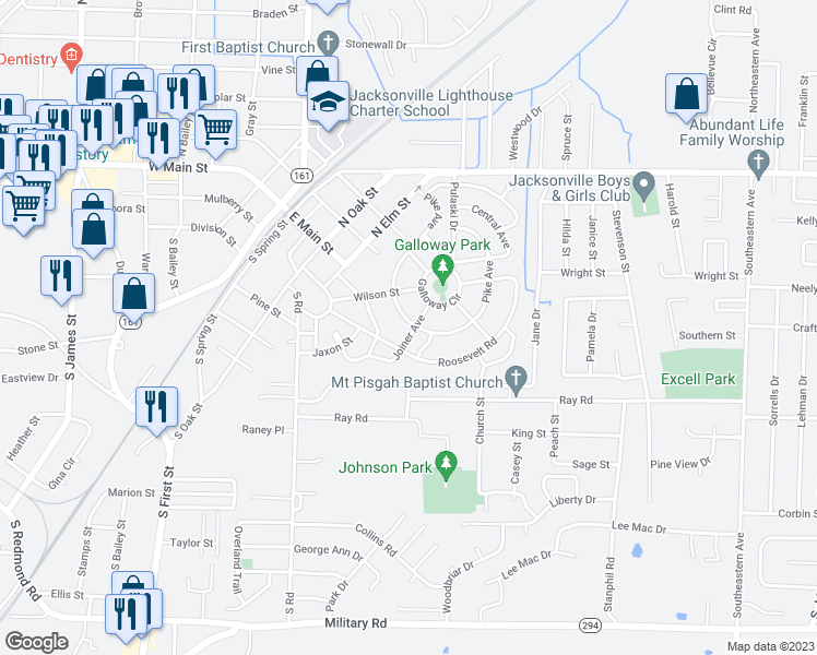 map of restaurants, bars, coffee shops, grocery stores, and more near 108 Joiner Avenue in Jacksonville