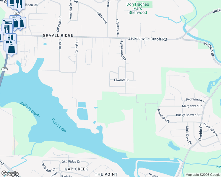map of restaurants, bars, coffee shops, grocery stores, and more near 90 Creekwood Drive in Jacksonville