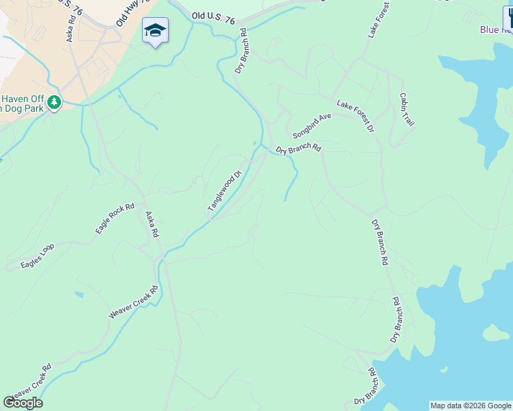 map of restaurants, bars, coffee shops, grocery stores, and more near 328 Tanglewood Cove Road in Blue Ridge