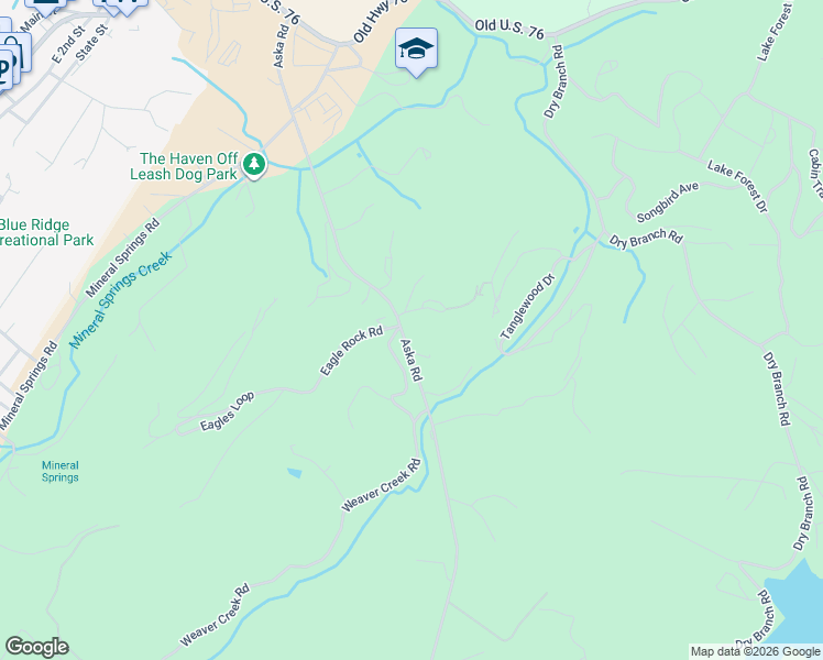 map of restaurants, bars, coffee shops, grocery stores, and more near 817 Aska Road in Blue Ridge