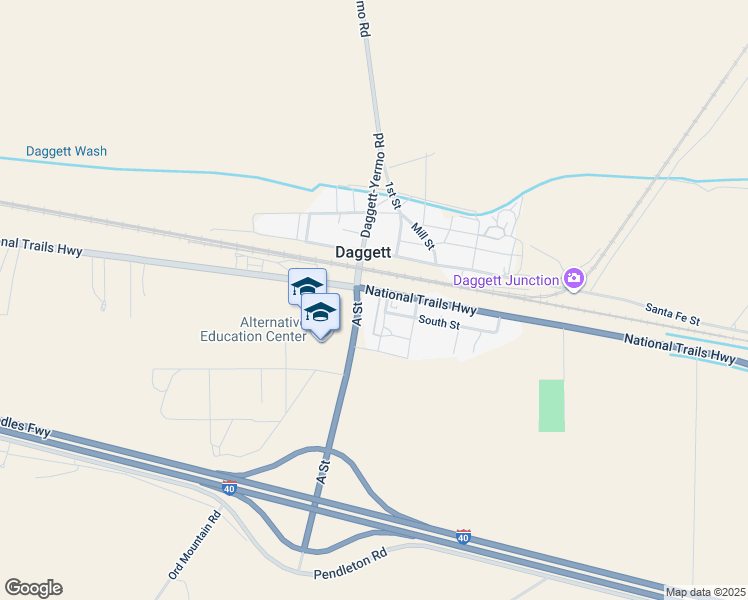 map of restaurants, bars, coffee shops, grocery stores, and more near 35475 National Trails Highway in Daggett