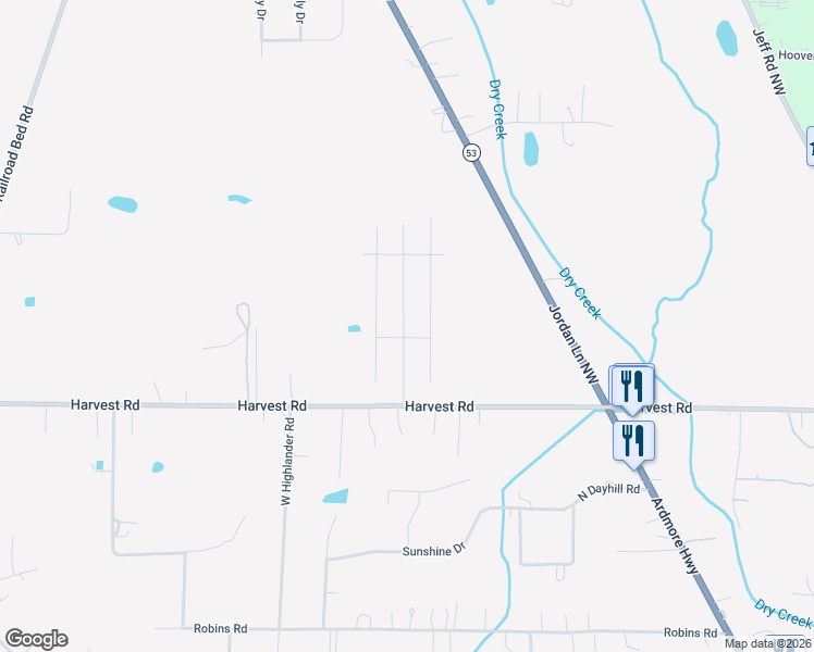 map of restaurants, bars, coffee shops, grocery stores, and more near 537 Harvest Road in Harvest