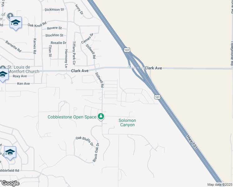 map of restaurants, bars, coffee shops, grocery stores, and more near 1600 East Clark Avenue in Santa Maria