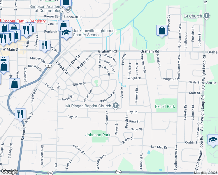 map of restaurants, bars, coffee shops, grocery stores, and more near 125 Pike Avenue in Jacksonville
