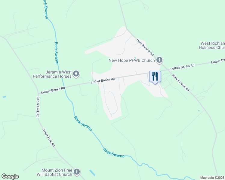 map of restaurants, bars, coffee shops, grocery stores, and more near 207 Wingspread Lane in Beulaville