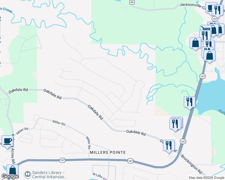 map of restaurants, bars, coffee shops, grocery stores, and more near 9516 Oak Forest Lane in Sherwood