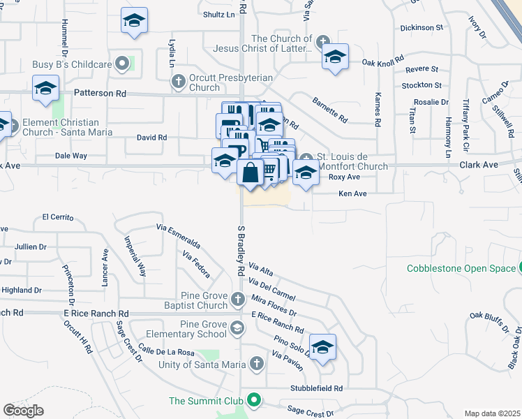 map of restaurants, bars, coffee shops, grocery stores, and more near 1108 Via Mavis in Santa Maria