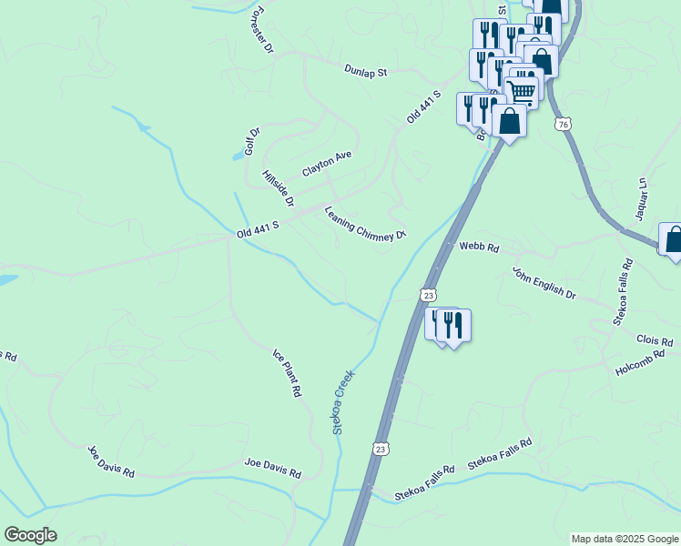 map of restaurants, bars, coffee shops, grocery stores, and more near Radio Lane in Clayton