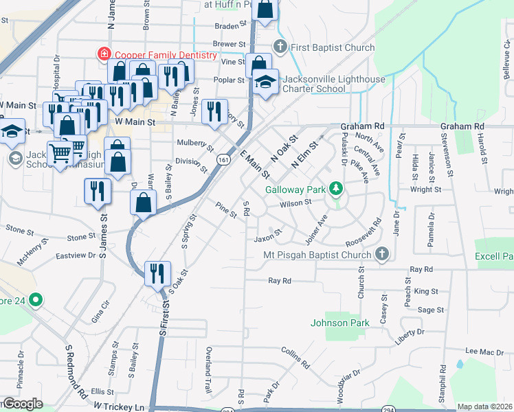 map of restaurants, bars, coffee shops, grocery stores, and more near 100 Victory Circle in Jacksonville
