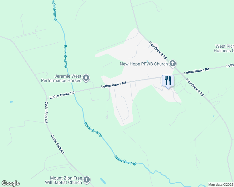 map of restaurants, bars, coffee shops, grocery stores, and more near 105 Eagle Ridge Drive in Beulaville