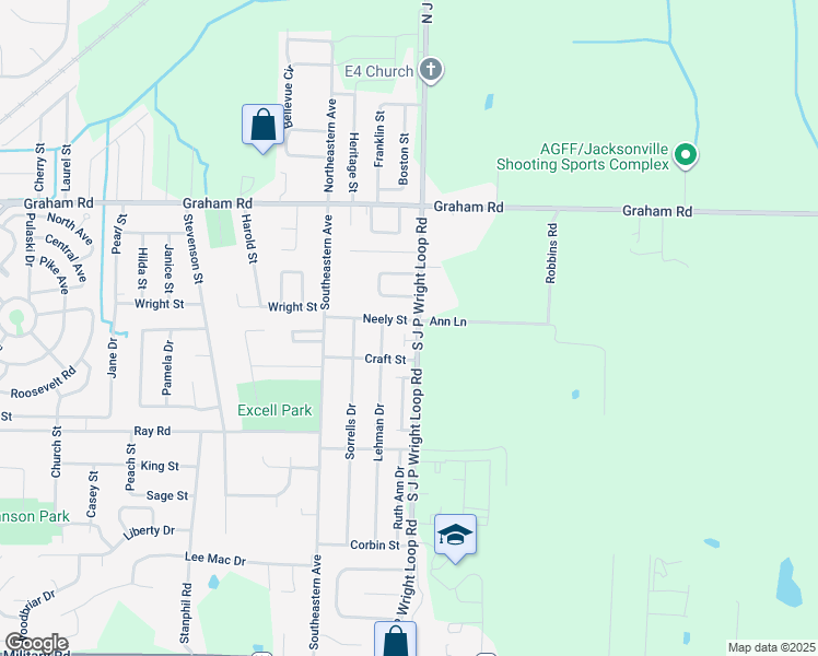 map of restaurants, bars, coffee shops, grocery stores, and more near 1815 Neely Street in Jacksonville