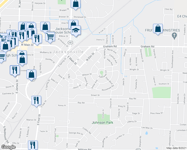 map of restaurants, bars, coffee shops, grocery stores, and more near 124 Wilson Street in Jacksonville