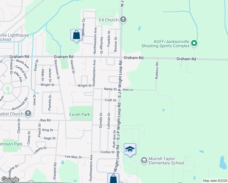 map of restaurants, bars, coffee shops, grocery stores, and more near 1809 Neely Street in Jacksonville
