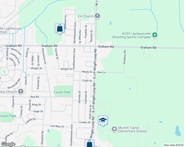 map of restaurants, bars, coffee shops, grocery stores, and more near 1809 Neely Street in Jacksonville