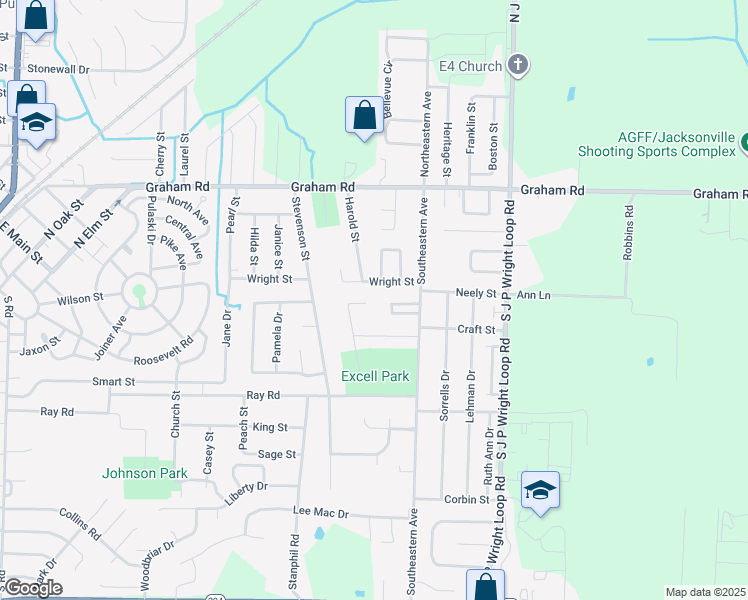 map of restaurants, bars, coffee shops, grocery stores, and more near 1308 Tamara Park in Jacksonville