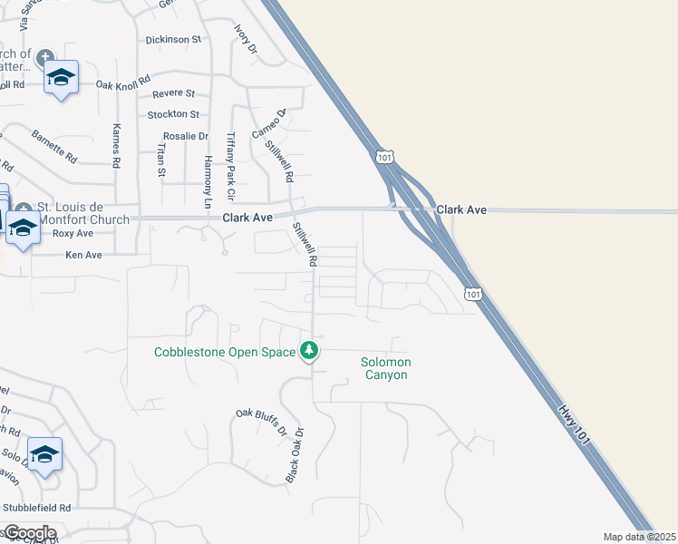 map of restaurants, bars, coffee shops, grocery stores, and more near 1600 East Clark Avenue in Santa Maria