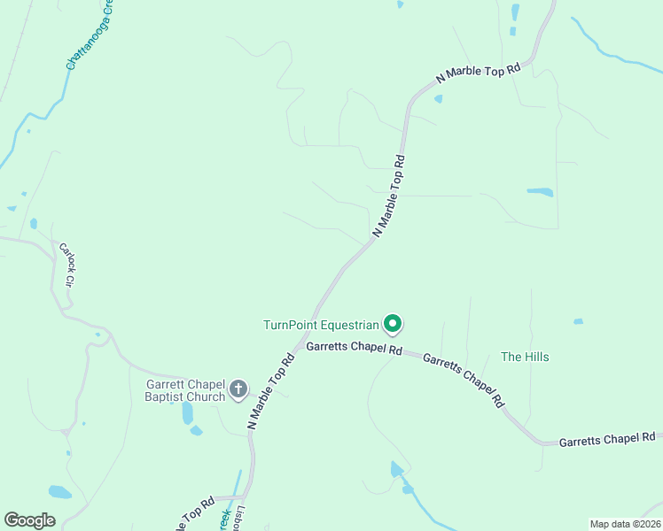 map of restaurants, bars, coffee shops, grocery stores, and more near 3174 North Marble Top Road in Chickamauga