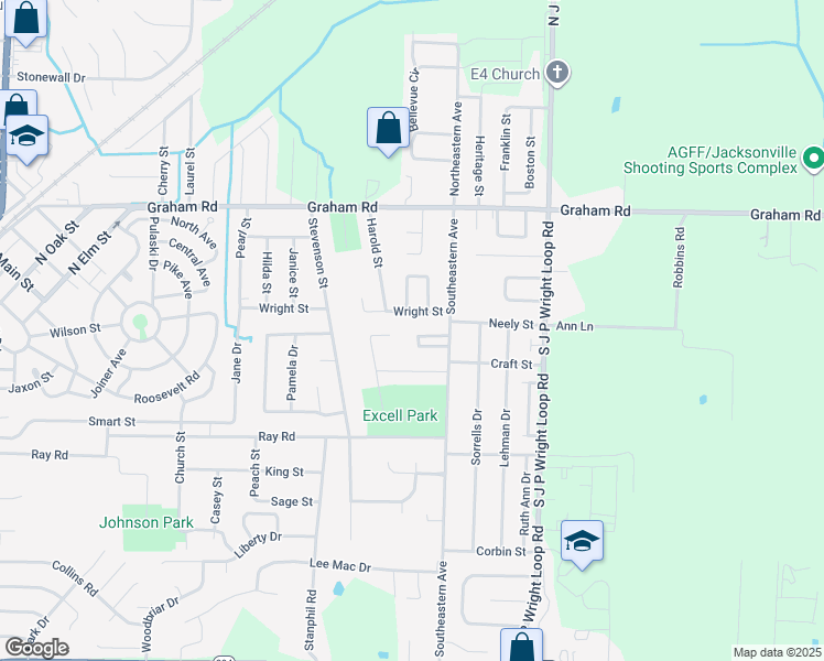 map of restaurants, bars, coffee shops, grocery stores, and more near 1308 Tamara Park in Jacksonville