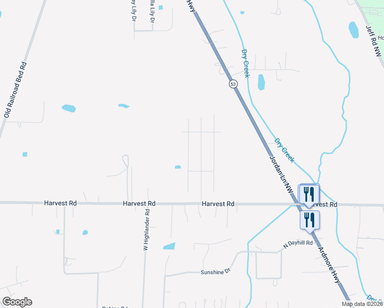 map of restaurants, bars, coffee shops, grocery stores, and more near 639 Harvest Road in Harvest
