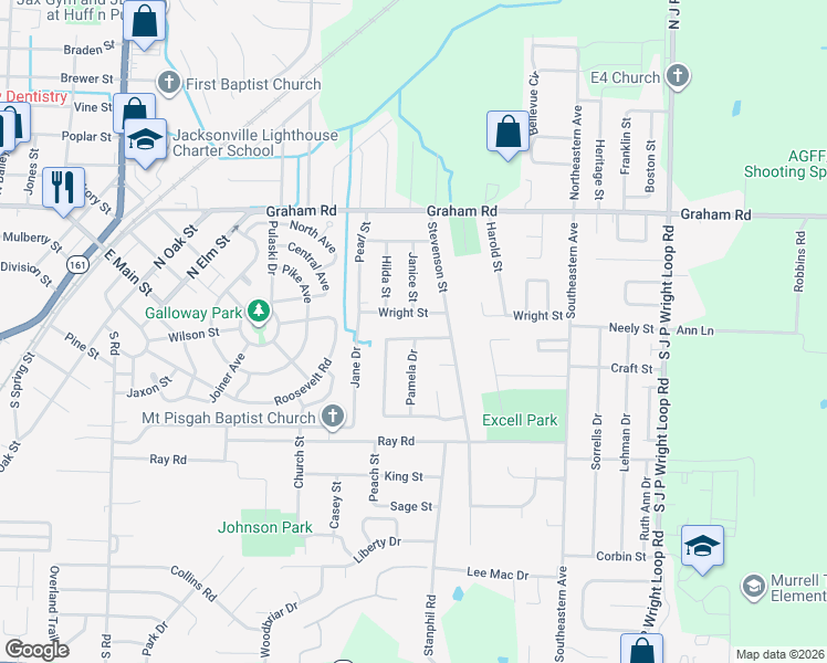 map of restaurants, bars, coffee shops, grocery stores, and more near 1200 Towering Oaks Drive in Jacksonville
