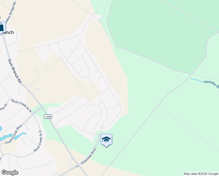 map of restaurants, bars, coffee shops, grocery stores, and more near Wood House Road in Onslow County